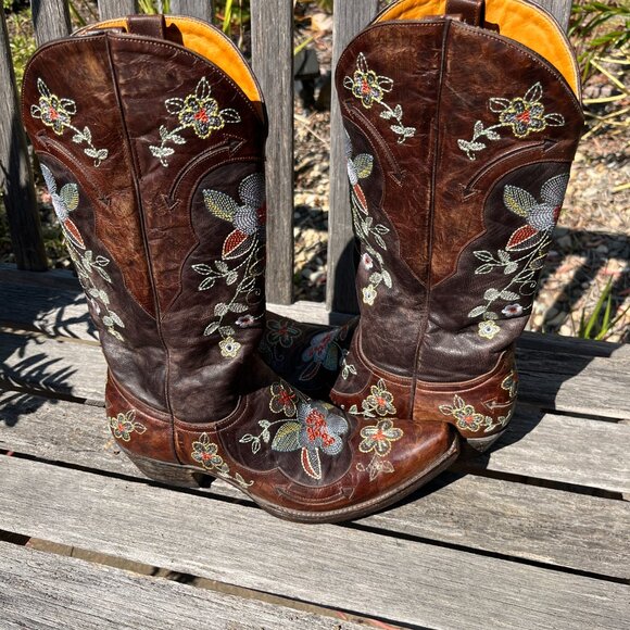 Old Gringo Bonnie Floral Pattern Brown Leather Boots! Size 9B - Picture 3 of 15